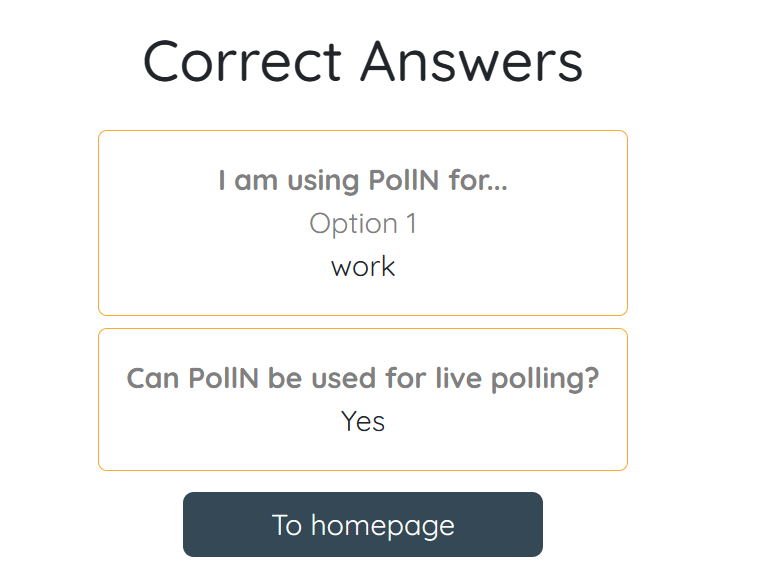 Poll page showing answers