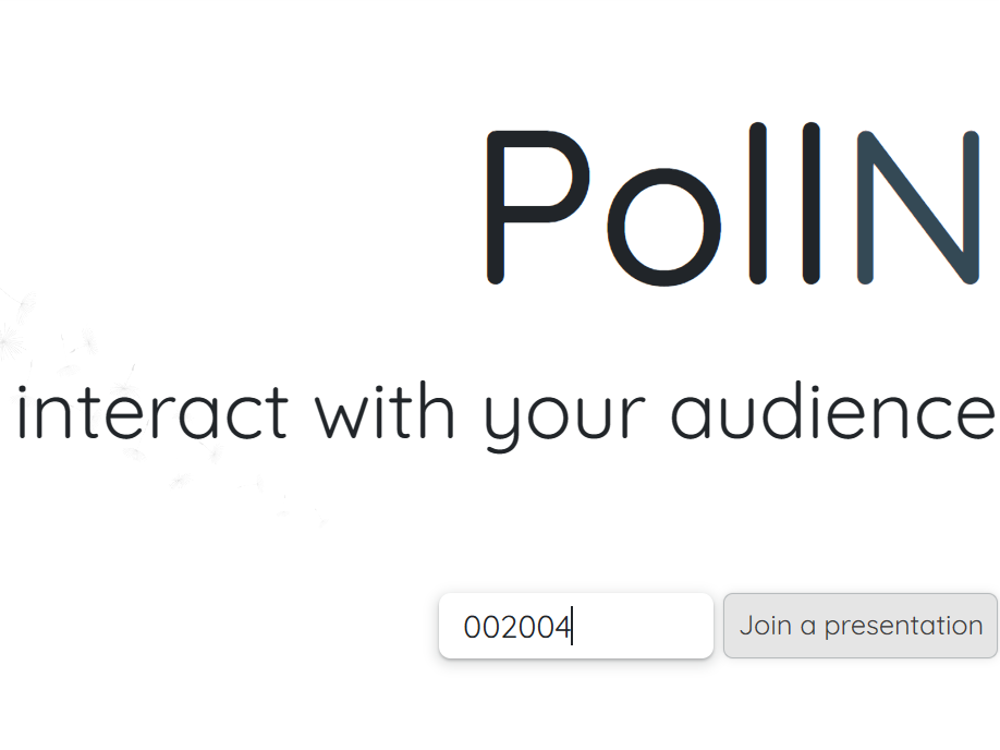 Code input on PollN homepage